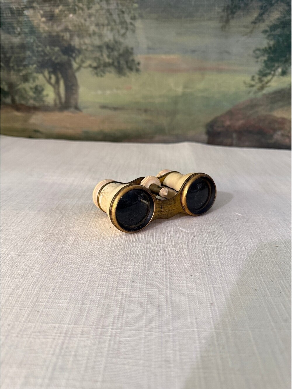Vintage Opera Glasses Binoculars Brass and Ivory Tone